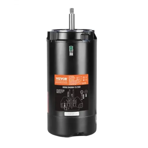 VEVOR 1,5 PS Poolpumpenmotor, 56J Rahmen, 115V(13,6 Ampere)/230V(6,8 Ampere) 3450 U/min, 60Hz, 1.3 Betriebsfaktor, 90μF/250V Kondensator, CCW Rotation Rundflansch Ersatzmotor – Bild 9