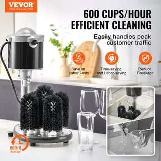 VEVOR elektrischer Gläserspüler Glasreiniger mit 5 Bürsten für Bars, 600 Tassen/h Weinglas-Reinigungsmaschine, Gläserspülmaschine für Sektgläser Bierkrüge Becher, perfekt für Bars Cafés VEVOR elektrischer Gläserspüler Glasreiniger mit 5 Bürsten für Bars, 600 Tassen/h Weinglas-Reinigungsmaschine, Gläserspülmaschine für Sektgläser Bierkrüge Becher, perfekt für Bars Cafés