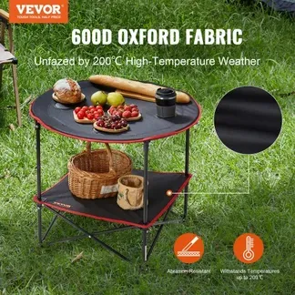 VEVOR Klapptisch Campingtisch 720x720x610 mm, Zusammenklappbarer Gartentisch 2-lagiger Balkontisch Mehrzwecktisch mit 4 Getränkehaltern 25 kg Belastbar Camping Tisch Falttisch Tragbar Oxford-Stoff VEVOR Klapptisch Campingtisch 720x720x610 mm, Zusammenklappbarer Gartentisch 2-lagiger Balkontisch Mehrzwecktisch mit 4 Getränkehaltern 25 kg Belastbar Camping Tisch Falttisch Tragbar Oxford-Stoff