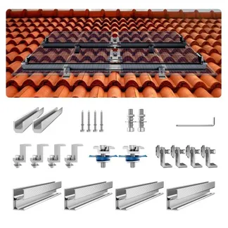 VEVOR Solarmodul Halterungen Kit, Solarmodul-Montageset mit 4x 760 mm-Schienen, 4x Endklemmen und 2x leichten Klemmen, Solarmodul-Montagehalterungen für Metalldach, Betondach, Holzdach, Ziegeldach VEVOR Solarmodul Halterungen Kit, Solarmodul-Montageset mit 4x 760 mm-Schienen, 4x Endklemmen und 2x leichten Klemmen, Solarmodul-Montagehalterungen für Metalldach, Betondach, Holzdach, Ziegeldach