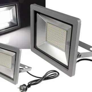 LED-Fluter SlimLine „CTF-SLT 99“ silber 100W, 9230lm, 4000K, neutralweiß, IP44 LED-Fluter SlimLine „CTF-SLT 99“ silber 100W, 9230lm, 4000K, neutralweiß, IP44