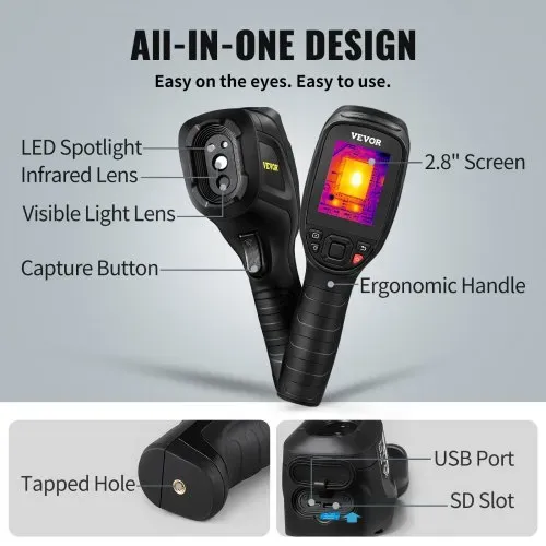 VEVOR Handheld Wärmebildkamera 240x180 IR-Auflösung Infrarotkamera Thermometer 40mK Thermografie Kamera -20-350°C Thermokamera CE zertifiziert Fehlersuche in HLK-Anlagen Identifizierung von Luftlecks – Bild 5
