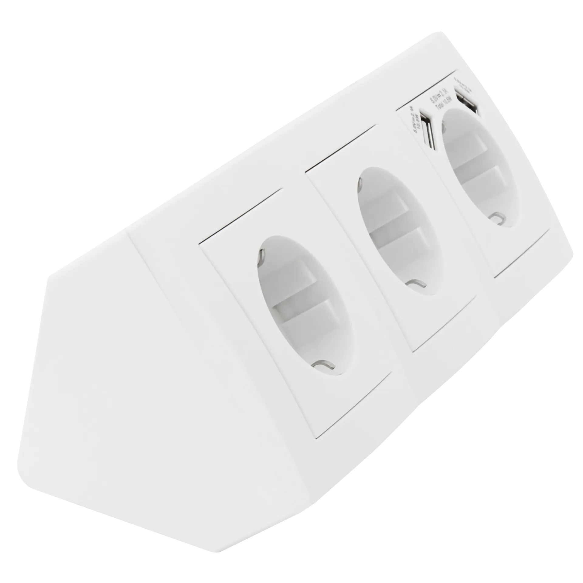 Steckdosenblock McPower ''Flair'' Aufbau, weiß, 3-fach Schutzkontakt + USB – Bild 3