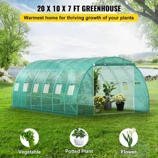 VEVOR Bogendach Gewächshaus 6,1x3x2,1m Foliengewächshaus Verzinkter Stahlrahmen und PE Abdeckplane Treibhaus Tunnel Wasserdicht und UV-beständig Tomatengewächshaus Ideal für Anbau von Gemüse Blumen VEVOR Bogendach Gewächshaus 6,1x3x2,1m Foliengewächshaus Verzinkter Stahlrahmen und PE Abdeckplane Treibhaus Tunnel Wasserdicht und UV-beständig Tomatengewächshaus Ideal für Anbau von Gemüse Blumen