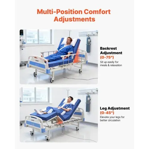 VEVOR Krankenhausbett Elektrisch, 2-Funktionen-Krankenhausbett mit verstellbarer Rückenlehne & Beinstütze, 12,7 cm Rollen & Schaumstoffmatratze für Häusliche Pflege Altenheim Krankenhaus, Max. 250 kg VEVOR Krankenhausbett Elektrisch, 2-Funktionen-Krankenhausbett mit verstellbarer Rückenlehne & Beinstütze, 12,7 cm Rollen & Schaumstoffmatratze für Häusliche Pflege Altenheim Krankenhaus, Max. 250 kg