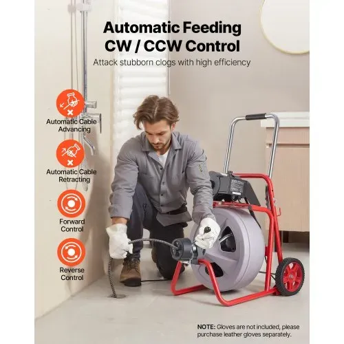VEVOR Rohrreinigungsmaschine 30 m x 13 mm, Rohrreinigungsgerät mit Automatischem Vorschub, 8 Schneidwerkzeugen & Pneumatischem Fußschalter, Rohrreiniger für Rohrdurchmesser von 50 bis 150 mm VEVOR Rohrreinigungsmaschine 30 m x 13 mm, Rohrreinigungsgerät mit Automatischem Vorschub, 8 Schneidwerkzeugen & Pneumatischem Fußschalter, Rohrreiniger für Rohrdurchmesser von 50 bis 150 mm