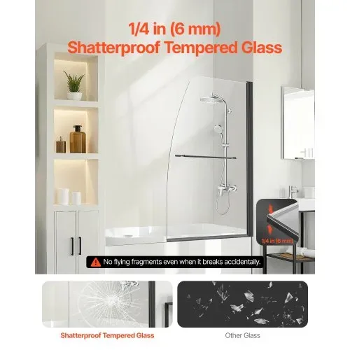 VEVOR rahmenlose Badewannen Duschtür (864 x 1397 mm / B x H) halbe platzsparende Duschtür für Badewanne, 180° drehbare Tür aus gehärtetem Glas, Duschglastür (6 mm Glasdicke), Schwarz VEVOR rahmenlose Badewannen Duschtür (864 x 1397 mm / B x H) halbe platzsparende Duschtür für Badewanne, 180° drehbare Tür aus gehärtetem Glas, Duschglastür (6 mm Glasdicke), Schwarz