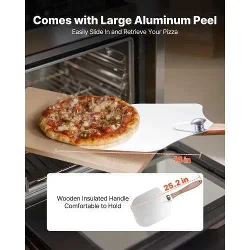 VEVOR Pizzastein Backstein 508 x 355 mm, rechteckiger Cordierit-Pizzastein, extra große Steinplatte mit Schaber & Schaufel, 1,5 cm dick, hitzebeständig, für Küchenofen Brotbacken Pizzabacken – Bild 3