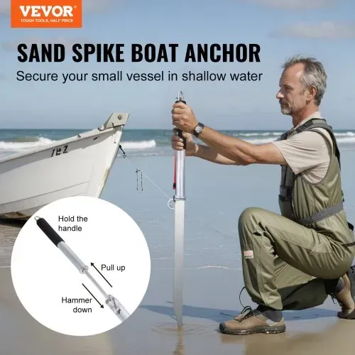 VEVOR Sandspike-Ankerstange für Boote, 985 mm Gleitanker aus Verzinktem Kohlenstoffstahl, Uferspike, Selbsthämmernder Strandspike-Anker für Kleine Boote, Jetskis, Pontons, Kajaks usw. VEVOR Sandspike-Ankerstange für Boote, 985 mm Gleitanker aus Verzinktem Kohlenstoffstahl, Uferspike, Selbsthämmernder Strandspike-Anker für Kleine Boote, Jetskis, Pontons, Kajaks usw.