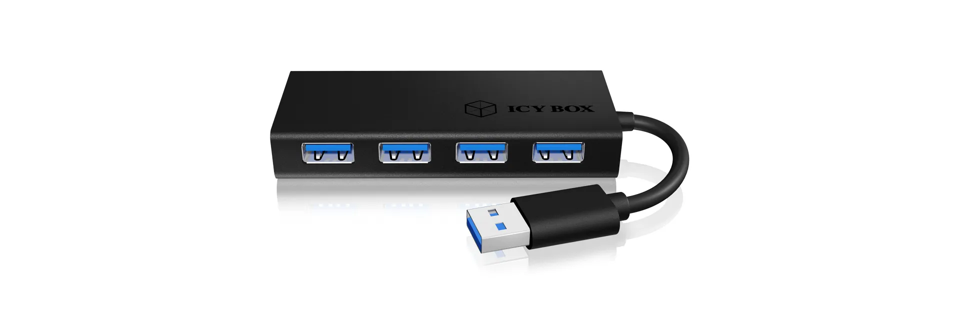 ICY BOX IB-AC6104-B, 4 Port USB 3.2 Gen 1 Hub, Aluminium Gehäuse, ohne Power adapter, schwarz – Bild 3