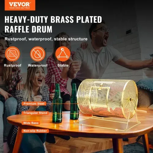 VEVOR Lostrommel Glückskind 5000 Lose oder 300 Tombola-Kugeln Fassungsvermögen, Professioneller Los-Drehkäfig aus Metall, Lotterie-Drehscheibe, Losbox für Lotteriespiele Golden VEVOR Lostrommel Glückskind 5000 Lose oder 300 Tombola-Kugeln Fassungsvermögen, Professioneller Los-Drehkäfig aus Metall, Lotterie-Drehscheibe, Losbox für Lotteriespiele Golden