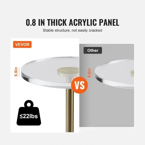 VEVOR Durchsichtiger Acryl-Beistelltisch, Acryl-Beistelltisch mit Solider Basis, φ302 x 20 mm Runde Tischplatte, 543 mm Hoch, für Kaffee, Getränke, Essen, Snacks, Geeignet für Wohnzimmer, Esszimmer – Bild 3