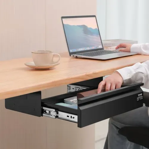 VEVOR Untertisch Schublade 440x223x101 mm, Unterbau Schreibtisch, versteckter Schreibtisch-Aufbewahrungs-Organizer, Bleistiftschublade unter dem Tisch für Sitz-Steh-Arbeitsplätze im Büro & zu Hause – Bild 7