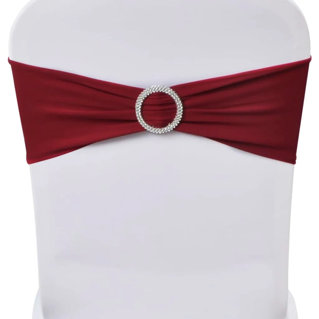 vidaXL 25x Stuhlschleifen Stretch Schleifenbänder + Diamant Schnalle Bordeaux – Bild 3