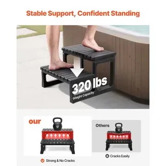 VEVOR Badewannenstufe Pooltreppe 2-stufige Außentreppe, 599,44 mm breite PP-Leiter für oberirdische/aufblasbare Pools mit 145,15 kg Tragkraft, vielseitig einsetzbar für Veranda Terrasse Wohnmobile VEVOR Badewannenstufe Pooltreppe 2-stufige Außentreppe, 599,44 mm breite PP-Leiter für oberirdische/aufblasbare Pools mit 145,15 kg Tragkraft, vielseitig einsetzbar für Veranda Terrasse Wohnmobile