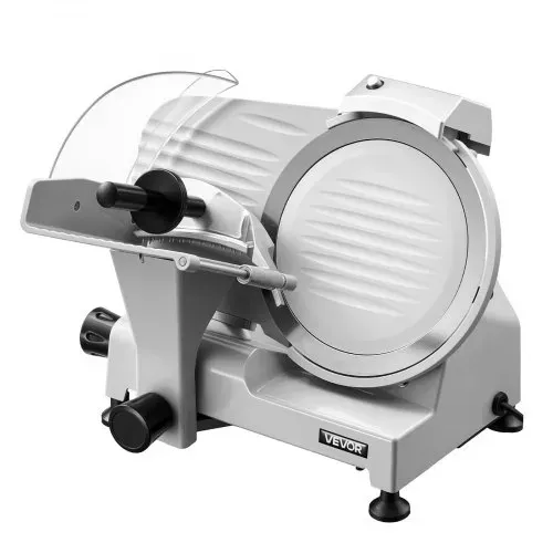 VEVOR Gewerbliche Fleischschneidemaschine 300 W, Elektrische Aufschnittmaschine mit Abnehmbarer 25 cm Kohlenstoffstahl-Klinge, 0–12 mm Schnittdicke, für Gefrorenes Fleisch, Schinken, Baguette, Steak – Bild 9