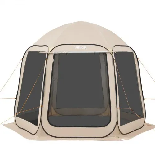 VEVOR Campingzelt, 304,8 x 280,4 cm, Pop-up-Zelt mit ausziehbarer Markise, tragbares Partyzelt für 4–8 Personen mit Tragetasche und Seitenwänden, für Terrasse und Outdoor-Aktivitäten, Beige – Bild 10
