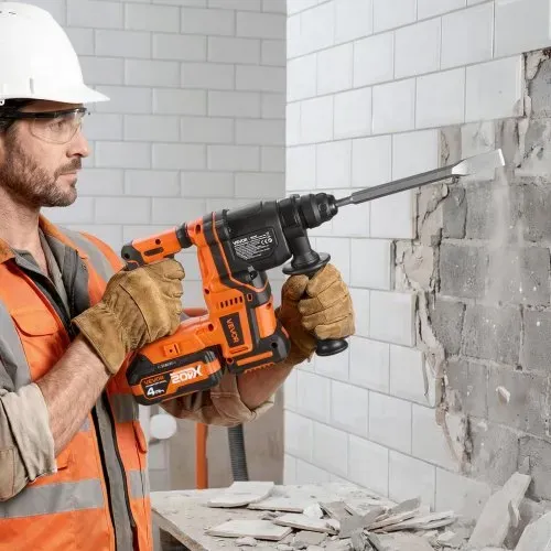 VEVOR Akku-Bohrhammer 13/16 Zoll SDS-Plus, 20 V Meißelhammer Bürstenlos mit Ladegerät & 3 Bohrer & Flachmeißel & Spitzmeißel & Transportkoffer, für Beton und Mauerwerk Schwarz Orange – Bild 7