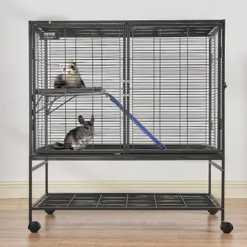 VEVOR 39" rollender Frettchenkäfig aus Eisen, großer 2-stöckiger Critter Nation-Käfig, Kleintierkäfig mit Rampen und Tablett, einfach aufzubauen für Hausratten, Hamster, Meerschweinchen, Chinchillas – Bild 7