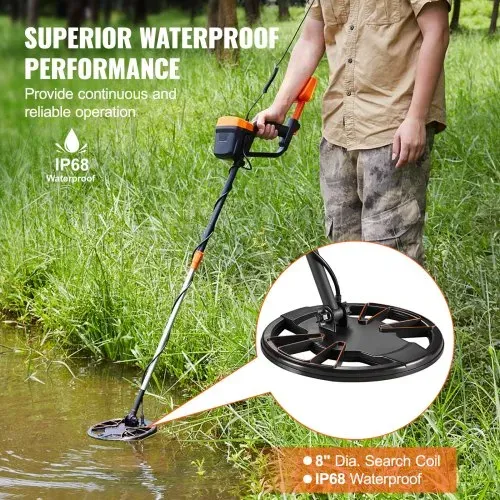 VEVOR Metalldetektor Kit für Erwachsene Multifunktionaler Profi-Detektor mit 2 Modi Metallsuchgerät wasserdichte 20,3cm Spule für Größere Tiefe, mit Schaufel und Tragetasche – Bild 4