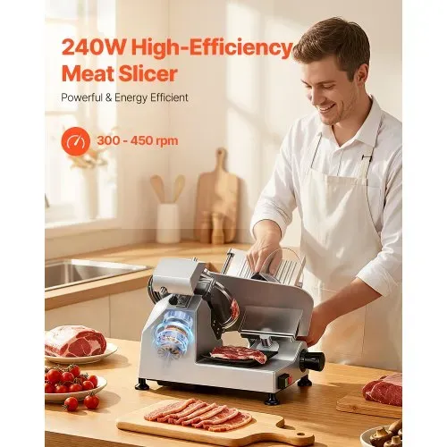 VEVOR Elektrische Aufschnittmaschine 250 mm Klinge, 240 W Allesschneider Fleischschneidemaschine mit Integriertem Schärfer und 0-12 mm Einstellbarer Schnittstärke, für Gefrorenes Fleisch Schinken VEVOR Elektrische Aufschnittmaschine 250 mm Klinge, 240 W Allesschneider Fleischschneidemaschine mit Integriertem Schärfer und 0-12 mm Einstellbarer Schnittstärke, für Gefrorenes Fleisch Schinken