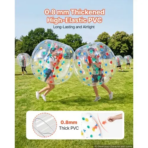 VEVOR 2 Bumper Bälle Aufblasbar 1,2 m PVC Bump Ball mit Farbigen Punkten für Garten, Camping, Picknick, Rasen und Schulsport, Auslaufsicheres Drehventil, Verstärkte Gurte und Heißverschweißter Griff – Bild 2