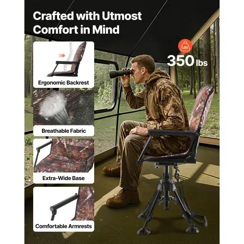 VEVOR Faltstuhl Campingstuhl Anglerstuhl mit Armlehnen, höhenverstellbarer Klappstuhl Gartenstuhl (158 kg belastbar) 360° geräuschlos drehbar, 420-625 mm (Sitzhöhe) für Picknick Garten Outdoor VEVOR Faltstuhl Campingstuhl Anglerstuhl mit Armlehnen, höhenverstellbarer Klappstuhl Gartenstuhl (158 kg belastbar) 360° geräuschlos drehbar, 420-625 mm (Sitzhöhe) für Picknick Garten Outdoor