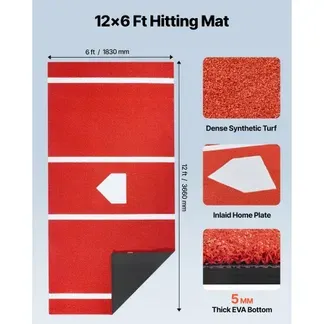 VEVOR Baseball-Schlagmatte Trainingsmatte (366 x 183 cm) Trainingspad Schlagkäfigmatte, Baseballmatte mit Home Plate & Anti-Fade-Rasen, tragbare Trainingshilfe Softballmatte Outdoor, Rot VEVOR Baseball-Schlagmatte Trainingsmatte (366 x 183 cm) Trainingspad Schlagkäfigmatte, Baseballmatte mit Home Plate & Anti-Fade-Rasen, tragbare Trainingshilfe Softballmatte Outdoor, Rot