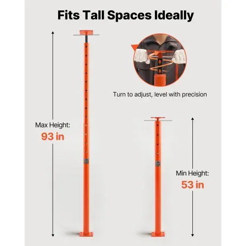 VEVOR Wagenheber, Höhenbereich von 135 bis 235 cm, maximale Tragkraft 8.600 kg, verstellbarer Stützbalken, Kellerheberpfostenstange zum Nivellieren, Hebestütze aus Stahl, Teleskop-Wagenheberpfosten für vorübergehende Unterstützung – Bild 2