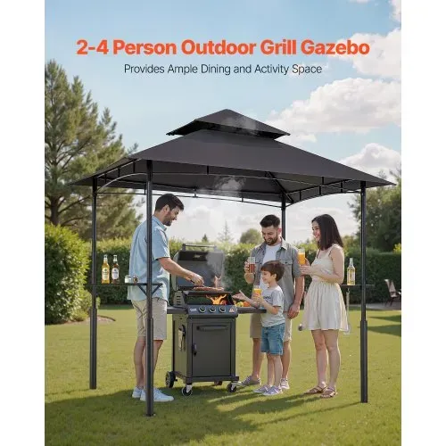 VEVOR Grillpavillon, 2430x1500x500 mm, Grillüberdachung für Außengrill, 2-stufige BBQ-Gazebo-Überdachung, Doppeldach Gartenpavillon mit verstärkten Stützbeinen, für Terrasse, Hinterhof & Garten VEVOR Grillpavillon, 2430x1500x500 mm, Grillüberdachung für Außengrill, 2-stufige BBQ-Gazebo-Überdachung, Doppeldach Gartenpavillon mit verstärkten Stützbeinen, für Terrasse, Hinterhof & Garten