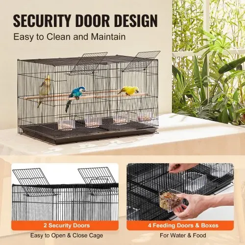 VEVOR Vogelkäfig, Metallkäfig für kleine Papageien, Kanarienvögel, Nymphensittiche, Unzertrennliche, Finken, Wellensittiche, Conures, Vogelhaus für unterwegs mit Griff & Sitzstangen, 760x465x465mm – Bild 3