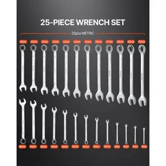 VEVOR Schlüsselsatz 25-teiliger Ratschenschlüsselsatz mit Rolltasche, Schlüsselsatz aus Karbonstahl metrisch 6 mm bis 32 mm, ideal für Haushalt Autoreparaturen Werkstatt Garage Notfall VEVOR Schlüsselsatz 25-teiliger Ratschenschlüsselsatz mit Rolltasche, Schlüsselsatz aus Karbonstahl metrisch 6 mm bis 32 mm, ideal für Haushalt Autoreparaturen Werkstatt Garage Notfall