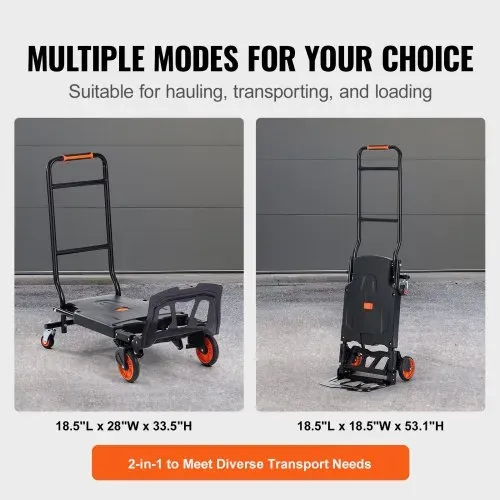VEVOR 2 in 1 Sackkarre Klappbar 136kg Tragfähigkeit Transportkarre Aluminiumlegierung & Kohlenstoffstahl Sackkarre ⇋ Plattformwagen Trolley für Lade- & Transportaufgaben im Innen- & Außenbereich – Bild 4