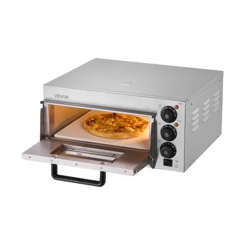 VEVOR Kommerzieller Pizzaofen für die Arbeitsplatte, 14-Zoll-Einzeldeckschicht, elektrischer Pizzaofen aus Edelstahl mit Stein und Griff, Mehrzweck-Pizzamaker für den Innenbereich zum Backen von Brezeln im Restaurant zu Hause – Bild 8