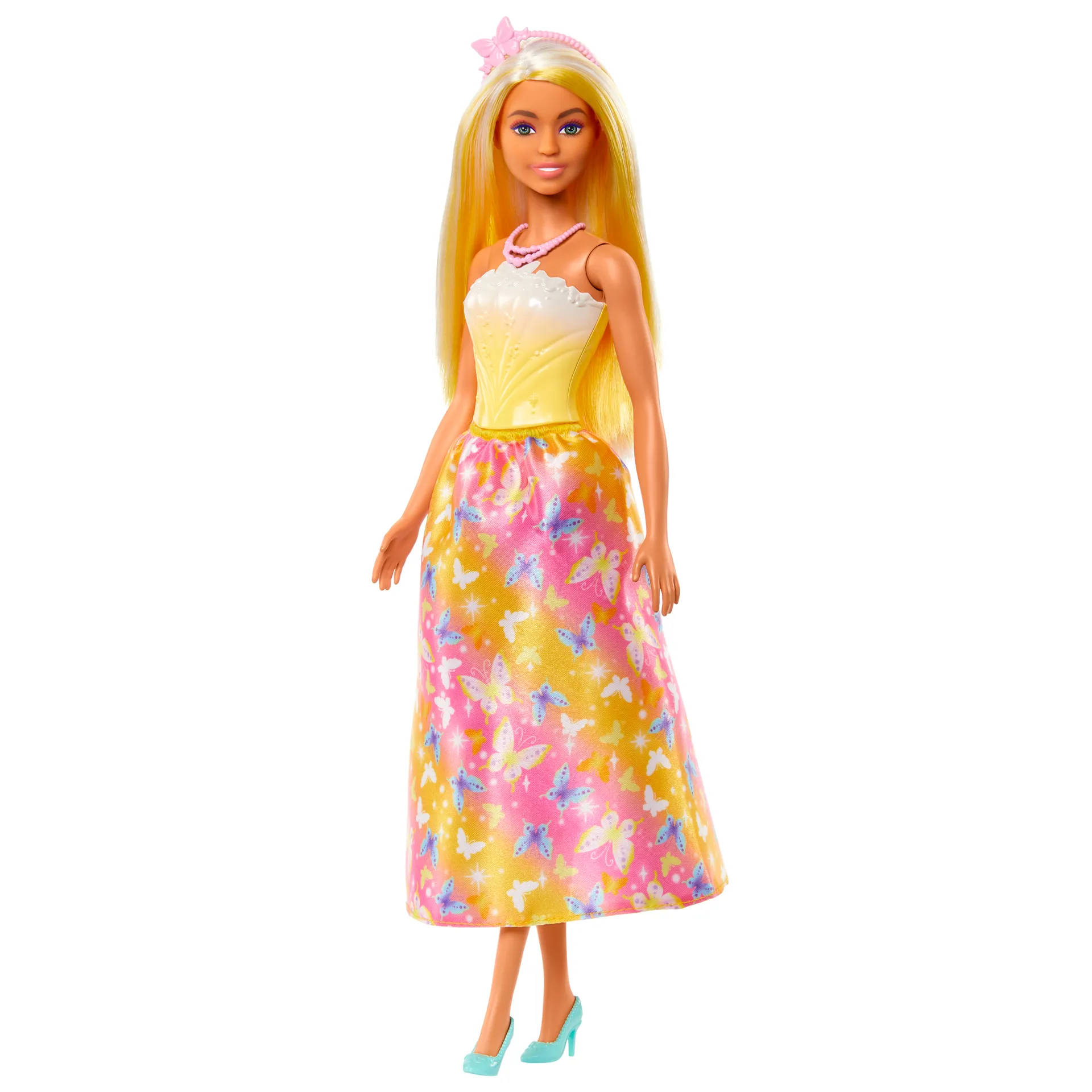 Barbie A Touch of Magic Royal-Puppe mit farbenfrohem Haar mit Strähnchen, Rock mit Schmetterlingsmuster und Zubehör – Bild 5