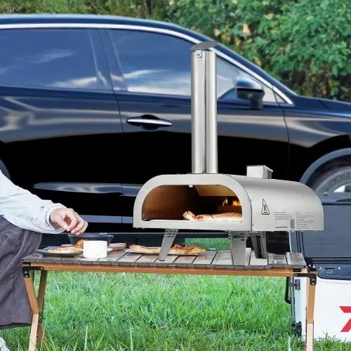 VEVOR Pizzaofen Outdoor 12 Zoll Pellet-Pizzaofen, tragbarer Pizzaofen mit eingebautem Thermometer & holzbefeuerter & Pizzastein & Schaufel & Tragetasche Pizzamaker aus Edelstahl, für Garten Camping – Bild 7