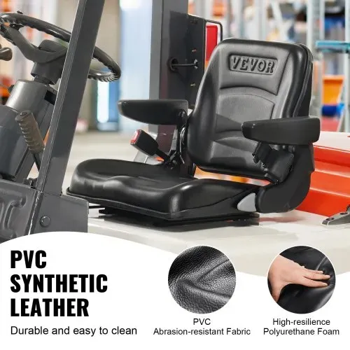VEVOR Universal Traktorsitz aus PVC-Kunstleder und Polyurethanschaum Traktor Schleppersitz mit verstellbarer Rückenlehne und Mikro-Sicherheitsschalter Fahrersitz mit Armlehnen und Sicherheitsgurt – Bild 4