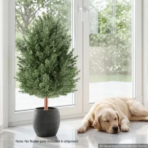 VEVOR Künstliche Pflanze 2 Stk. Künstlicher Zedernbaum mit Erdspieß 914mm, Dekopflanze für Wohnzimmer Balkon Büro Veranda Garten, UV-Beständig, Zedernpflanzen aus PE, Naturgetreu, Indoor & Outdoor – Bild 7