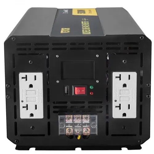 VEVOR Wechselrichter, 5000 W modifizierter Sinus-Wechselrichter, 12 V DC auf 110 V AC Fahrzeugadapter, mit LCD, Fernbedienung, LED-Licht & GFCI-Steckdosen für RV, LKWs, Boote & Outdoor-Adv – Bild 10