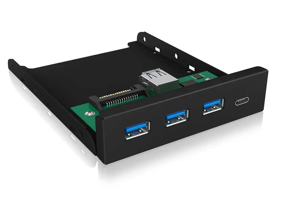 ICY BOX IB-HUB1418-i3, 4 Port USB 3.2 Gen 1 Frontpanel für 3,5" Einbauschacht, 3x USB Type A und 1x USB Type-C® Anschluss – Bild 3