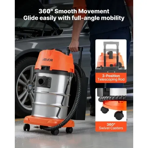 VEVOR Walnuss Strahlgerät 30 L, Sandstrahlgerät 1600 W, Sandstrahlanlage zur Entkohlung von Ansaugkrümmern & Ventilen, Sandstrahler inkl. 2,5 kg Walnussschalen & 23 Adapter – Bild 5