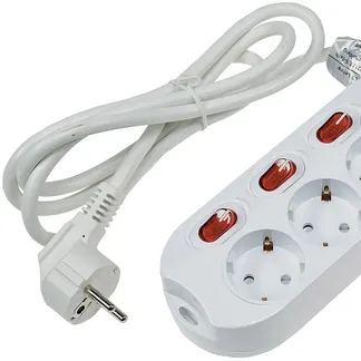 Steckdosenleiste mit Einzelschaltung 3-fach, weiß, 1,5m Kabel Steckdosenleiste mit Einzelschaltung 3-fach, weiß, 1,5m Kabel