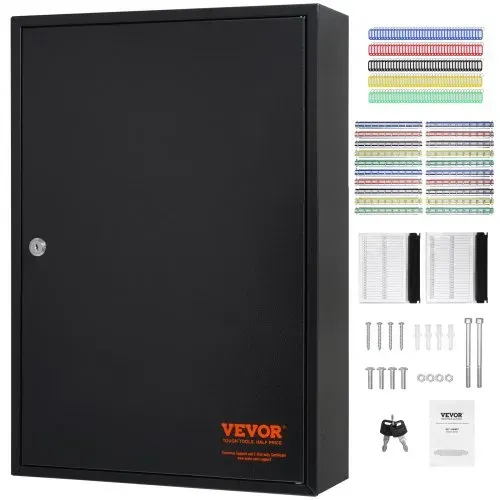 VEVOR Schlüsselschrank Schlüsselkasten 200 Schlüssel, Schwarz Schlüsselbox Schlüsseltresor Einstellbar, Abschließbarer Schlüsselschrank mit 20 Schlüsselhaltern, 2 Schlüsseln & 4 Karteikarten – Bild 8