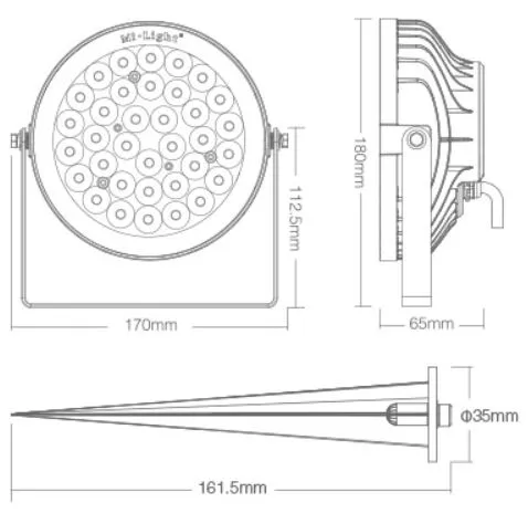 MiBoxer FUTC05 LED Garten Lampe 25W RGB-WW (RGB-CCT) mit Funk IP66 230V – Bild 2