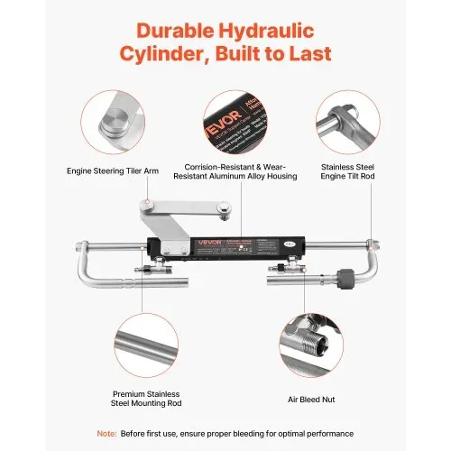 VEVOR Hydraulisches Außenborder-Lenkset, 70kW (90PS), Hydraulik-Lenkpumpe & Zylinder, 6,9MPa Betriebsdruck, Gehäuse aus Aluminiumlegierung, Rückschlagventil, für Außenbordmotoren, Fischer- & Segelboote – Bild 3