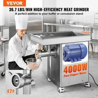 VEVOR kommerzieller Fleischwolf 16,65 kg/min 4000 W elektrischer Fleischwolf mit Klingen & Mahlplatten, elektrische Wurstmaschine, gewerblicher Fleischwolf Edelstahl für Küche Restaurant Metzgerei VEVOR kommerzieller Fleischwolf 16,65 kg/min 4000 W elektrischer Fleischwolf mit Klingen & Mahlplatten, elektrische Wurstmaschine, gewerblicher Fleischwolf Edelstahl für Küche Restaurant Metzgerei