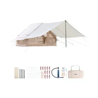 VEVOR Aufblasbare Zelte für Camping 3x2x2 m, 3–5 Personen, 300D Oxford 4-Jahreszeiten-Glamping-Zelt mit Baldachin, Handpumpe, Ofenanschluss, 2 Türen & 2 Netzfenstern (Aufbewahrungstasche inkl.) VEVOR Aufblasbare Zelte für Camping 3x2x2 m, 3–5 Personen, 300D Oxford 4-Jahreszeiten-Glamping-Zelt mit Baldachin, Handpumpe, Ofenanschluss, 2 Türen & 2 Netzfenstern (Aufbewahrungstasche inkl.)