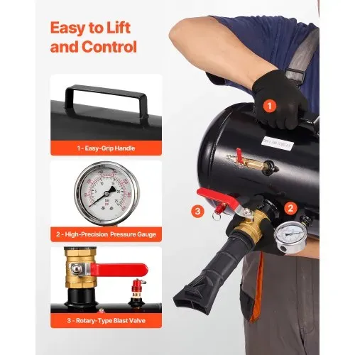 VEVOR Luftreifen Perlensitzer Luftreifenperlen Sitzer 18,9 L Reifenwulst Blaster Werkzeug, 0,6–0,8 MPa Betriebsdruck, Luftauslöser-Sitzpumpe für Pickup Truck Jeep Rasentraktor Wohnmobil Schwarz – Bild 3