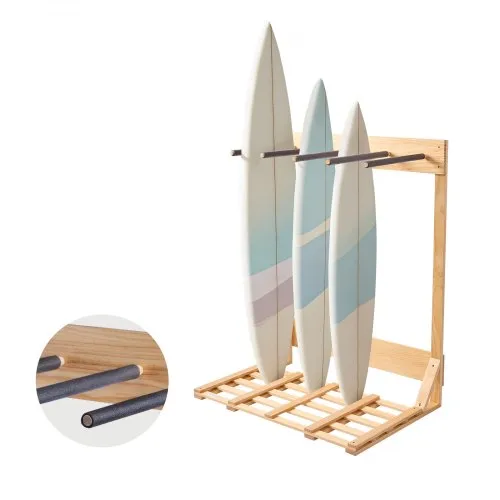 VEVOR vertikaler Surfbrettständer 4-stufiges Surfbrettregal aus Holz zur Aufbewahrung & Präsentation, freistehender Boardständer-Organizer Surfbretthalter Rack für Wakeboard Snowboard Skier VEVOR vertikaler Surfbrettständer 4-stufiges Surfbrettregal aus Holz zur Aufbewahrung & Präsentation, freistehender Boardständer-Organizer Surfbretthalter Rack für Wakeboard Snowboard Skier