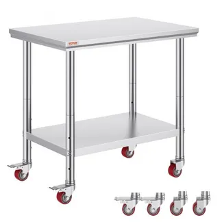 VEVOR Arbeitstisch 91 x 60 x 85 cm Edelstahl Catering Arbeitstisch Belastbarkeit 136,08 kg, Lebensmittel Zubereitungstisch mit Nachlauf Gewerbliche Arbeitstisch für Küche Bar 4 verstellbare Füße VEVOR Arbeitstisch 91 x 60 x 85 cm Edelstahl Catering Arbeitstisch Belastbarkeit 136,08 kg, Lebensmittel Zubereitungstisch mit Nachlauf Gewerbliche Arbeitstisch für Küche Bar 4 verstellbare Füße